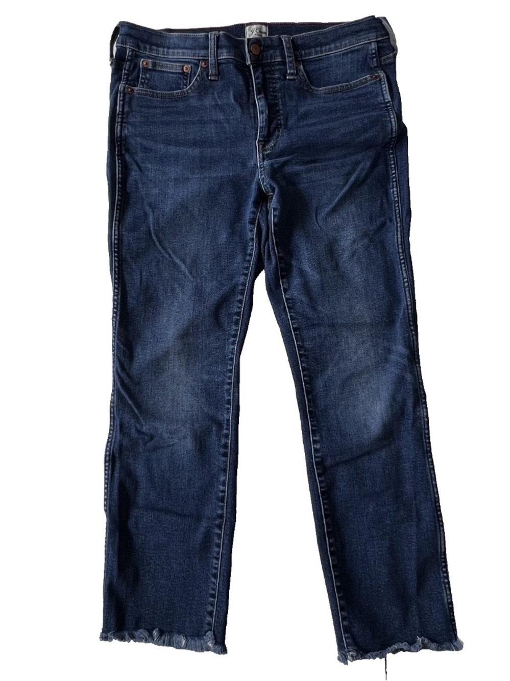 J.Crew 9” Vintage Straight Jeans Womens 29 Dark Wash Denim Raw Hem Stretch